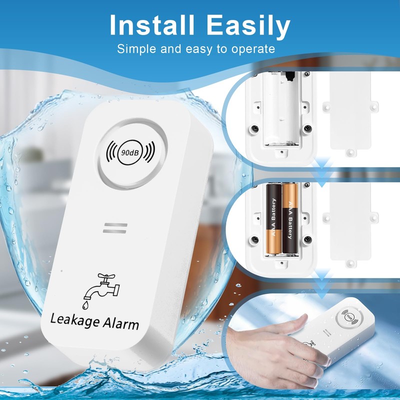 Douevo Water Leak Detector,Water Sensors Alarm for Leak Detection,Leak and