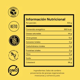TWO FARMERS Manteca de Cordero 100% Pura Orgánica para cocinar y freir 250g