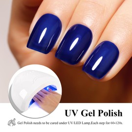 Firedeep Jelly Dark Blue Gel Nail Polish,0.54Fl.oz Ocean Late Night Blue Soak Off Gel Polish for Nail Art Manicure DIY at Home 1Pcs