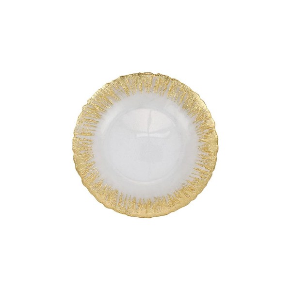 Vietri Rufolo Glass Gold Brushstroke Canape Plate, 6" Dinnerware, Small