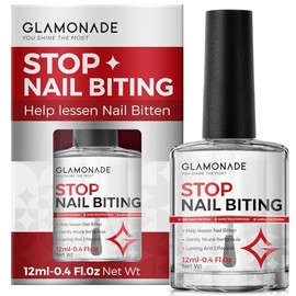 Glamonade Stop Nail Biting: Thumb Sucking Deterrent No Bite Nail Polish Clear Nail Varnish Water Resistant Quick Drying Promotes Fast Nail Growth Bitter Nail Polish Safe For Children and Adults 12ml
