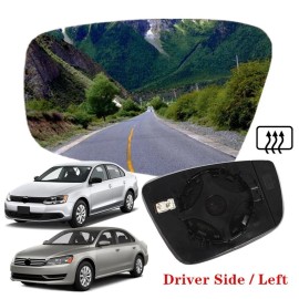 Unbranded Mirror Glass for Driver Side Left for 2011-19 Volkswagen VW Passat Jetta Beetle