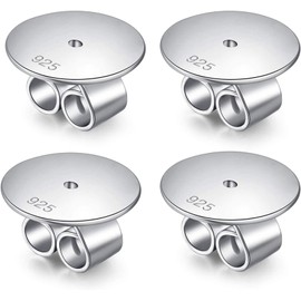 Earring Backs Silver Earring Backs for Stud Sterling Silver Safety Locking Earring Backs Lock Backs for Diamond Earrings Flat Backs for Earrings Earring Backings Hypoallergenic Earring Backs Silver