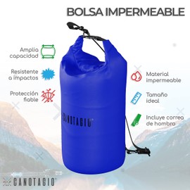 Canotagio Bolsa Impermeable. Mochila a Prueba de Agua para Senderismo y Deportes Acuáticos. Bolsa Seca Disponible en 5, 10, 20 y 30 Litros. Dry Bag. Waterproof Bag Backpack (Azul Marino, 05 Lts)