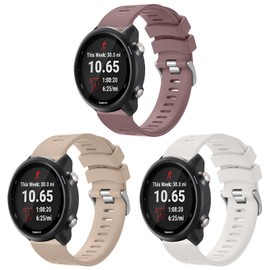 Meliya for Garmin Forerunner 245/645 / 165/158 / 55 Watch Band Women Men, 20mm Soft Silicone Replacement Strap for Garmin Forerunner 245/645 Music SmartWatch (SmokeViolet+MilkTea+Starlight)