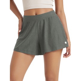 ODODOS Women's Lounge Shorts Ultra Soft Stratum Tech 3" Inseam Comfy Sleep Bottoms Moisture Wicking UPF 50+ Casual Shorts, Smoke Heather, Small