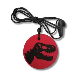 Jellystone Designs Dino Pendant, Chew Necklace, Red/Black (DPR)