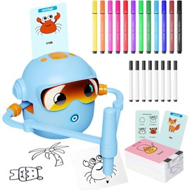 NAUQUOHZ Drawing Robot for Kids with 100 Cards, Voice Interactive Educational Drawing Machine, Montessori Painting Learning Toys for 3 4 5 6 7 8 Year Old Boys Girls Birthday Party