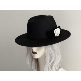 L'ouve Classic Fedora Hats for Men & Women Wide Brim Felt Hat Panama Dress Fedora Hat Black 2024