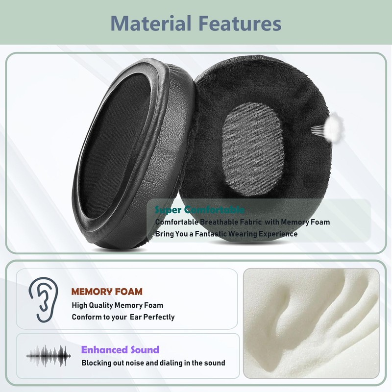 XRHTONG Soft Cloth Ear Pads Compatible with Sony MDR-7506 MDR-V6