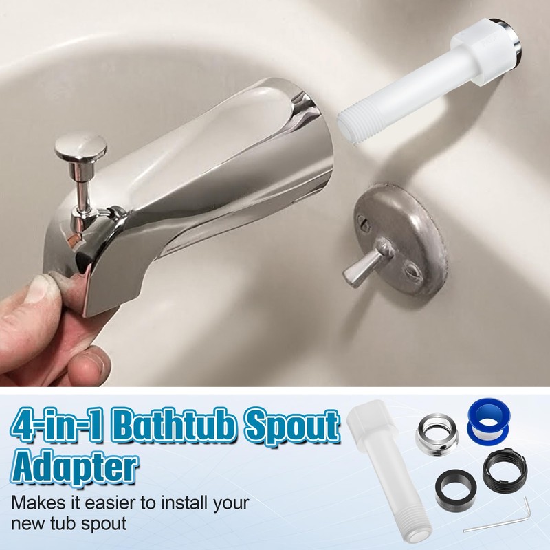 Dreyoo Four in One Tub Spout Adapter, Threaded Bathtub Faucet