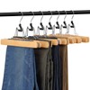 AMKUFO 12 Pack Natural Wooden Pants Hangers with Clips Non