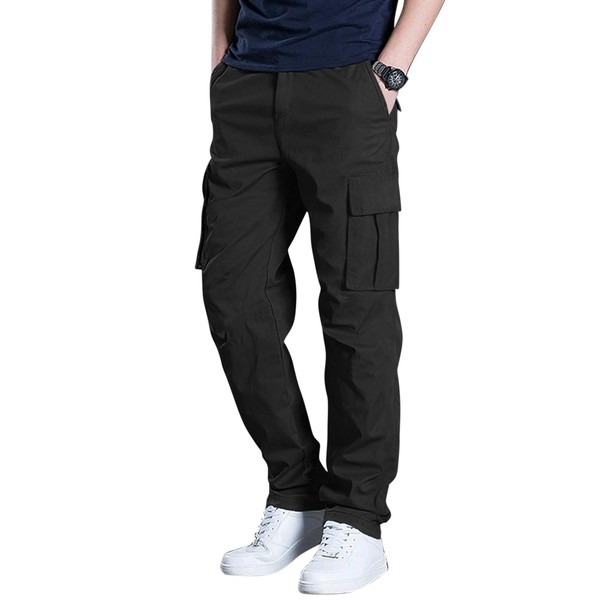 DOWMQ Men's Cargo Pants Casual Straight Leg Sweatpants Drawstring Elastic