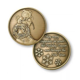 TEDDY BEAR IN BOOT CHRISTMAS  HANUKKAH CHALLENGE COIN