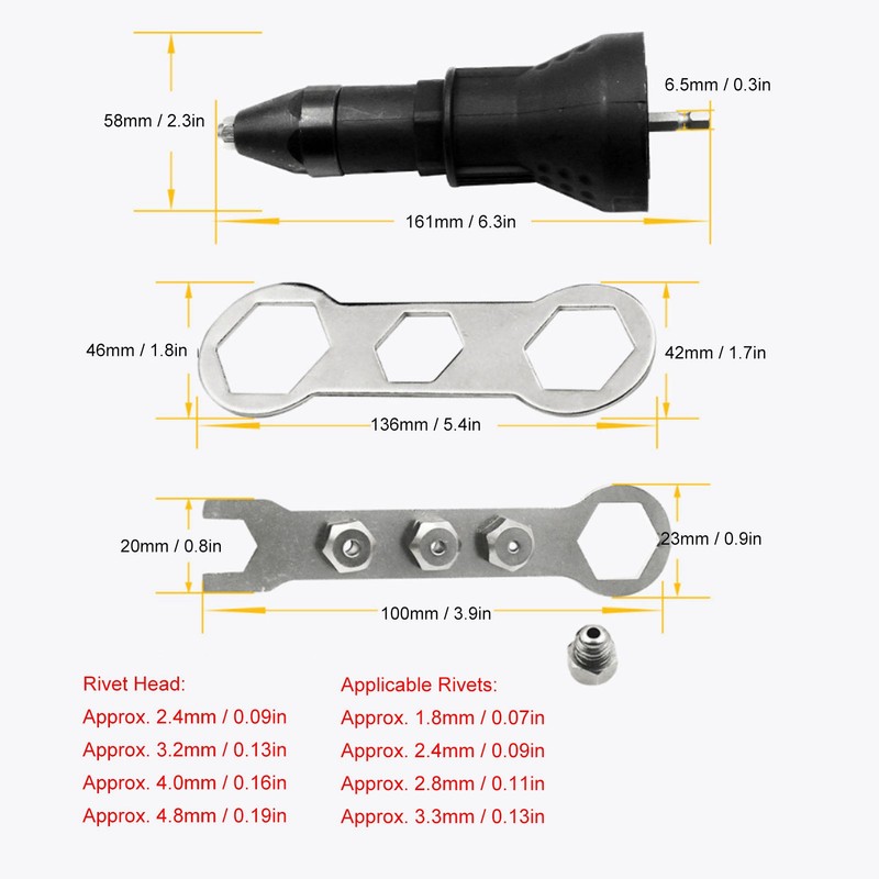 Electric Rivet Nut Gun Drill Adapter Cordless Riveting Adaptor Power