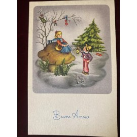 Vintage postcard "Happy new year" in Italian