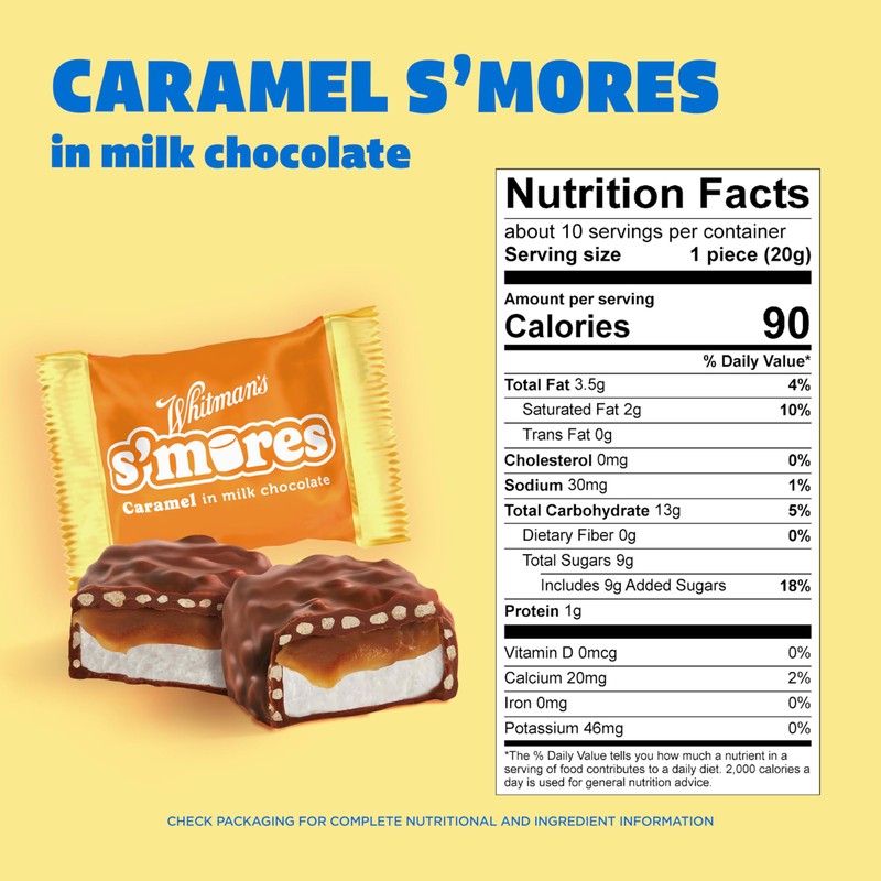 WHITMAN'S S'Mores Caramel Milk Chocolate Candy, Bag 7.3. oz