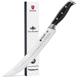 BRODARK Butcher Knife - 10" Curved Breaking Knife with Full Tang Handle - High Carbon Stainless Steel Scimitar Knife - NSF Certified, Steel-King Series