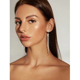 Chandelier Tassel Dangle Earrings for Women Prom Linear Drop Earrings for Girls (gold)