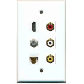 Wallplate City 1 Gang Flat HD CAT6 Ethernet Coax Cable Composite Coupler Port Wall Plate