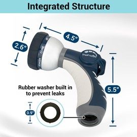 TheFitLife Garden Hose Nozzle Sprayer - Integrated Water Nozzle with 8 Adjustable Watering Patterns, Leak Proof, Water-saving, Anti-slip, Easy Control for Watering Plants, Car Washing (Dark blue)