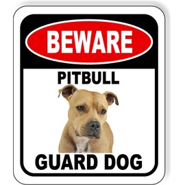 BEWARE PITBULL 2 GUARD DOG Aluminum Composite Outdoor Sign 20" x24"