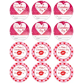 JUESMOS Happy Valentine's Day Stickers 1.5" Valentine's Day Gift Tags Stickers Valentine to from Labels Heart Stickers for Envelopes Seal Boxes Cards Valentines Decorations