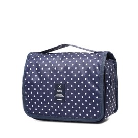 Sechunk Waterproof Travel Toiletry Bag for Hanging, Foldable with Carry Handle Wash Bag, Premium Quality Wash Bag, Multifunctional Cosmetic Bag, Makeup Bag for Women, Navyround Dot, Toiletry bag