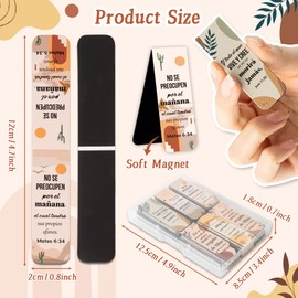 Haooryx Bible Verse Magnetic Bookmarks - 48pcs Boho Spanish Scripture Verse Inspirational Christian Religious Magnetic Clip Bookmarks Motivational Book Marker Church Activity Party Favor Page Markers