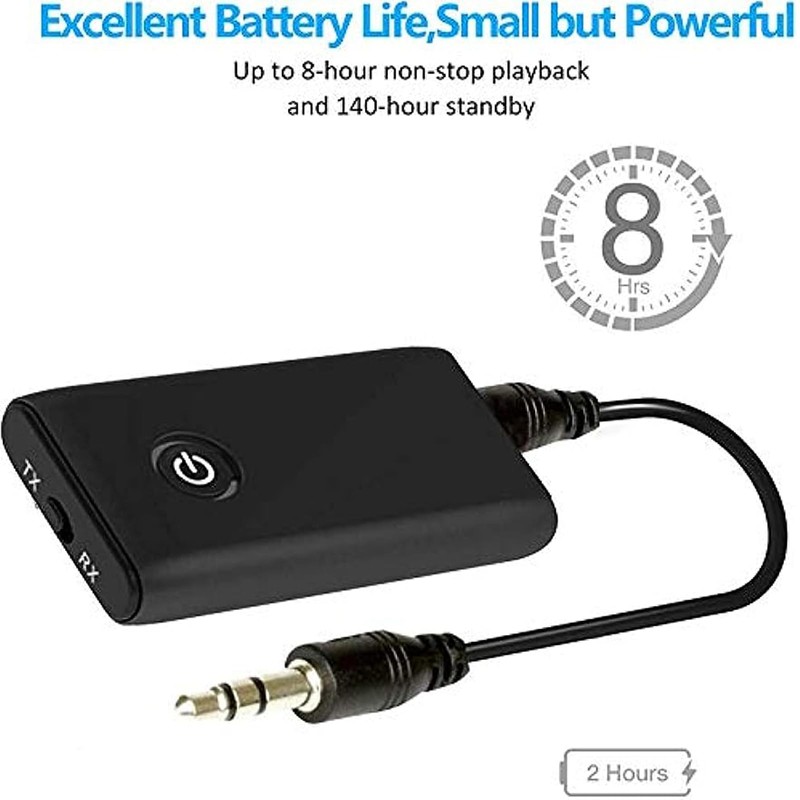 Bluetooth 5.0 Transmitter Receiver, 2-in-1 Wireless 3.5mm Adapter Mini Portable