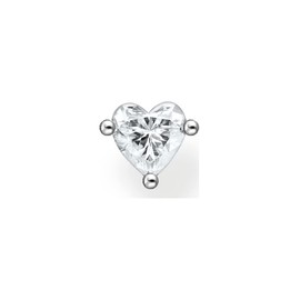 Thomas Sabo H2234 Single Heart Stud Earrings 925 Sterling Silver, Sterling Silver, No Gemstone