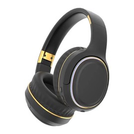 OWLMATIC Wireless Over-Ear Headphones with Noise Cancelling, 30 cm Headband, Black and Gold