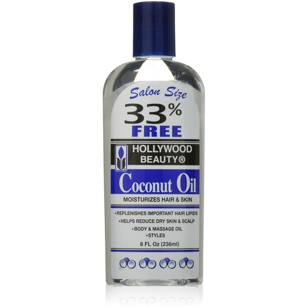 Hollywood Beauty Coconut Oil Moisturizes Hair and Skin, 8 Ounce