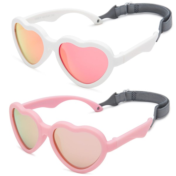 Hycredi Baby Heart Shaped Sunglasses - with Strap Adjustable Polarized
