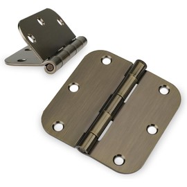 Haidms 48 Pack Antique Brass Door Hinges Poilshed Bronze Hinges 3.5 Inch Interior Door Hinges with 5/8'' Radius Corner Door Hardware