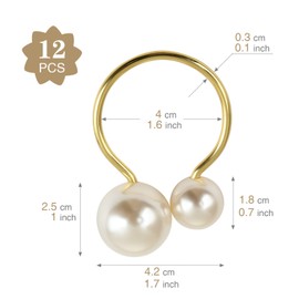 Kesote 12 Napkin Rings Gold Napkin Buckle with Beads Napkin Holder Vintage Table Decoration for Wedding Party Christmas Birthday