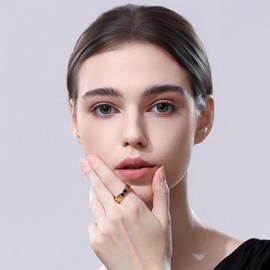 YOESDIE Stainless Steel Wedding Band Ring for Men Women | 4mm 6mm 8mm 10mm Beveled Edge High Polish Stainless Steel Ring for Men Women | Comfort Fit Size 6-13 (Gold 6mm, 10)