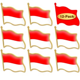 12/24/50/100 pines de solapa con bandera de Indonesia a granel, broche de metal indonesio con insignia, recuerdo para hombres y mujeres, ropa, bolsos, sombreros, 1inch, Metal, Sin gemas.