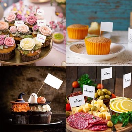 100PCS Blank Toothpick Flags Paper Food Labels - White Fruit Picks for Party Food, Cheese Plates, Cupcake Toppers, Baby Shower Names, Fruit Salad Toothpicks