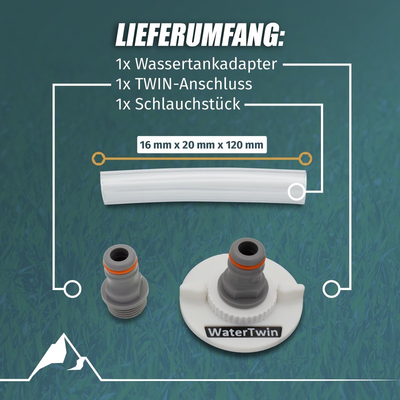 WATERTWIN Motorhome Water Tank Cap Filling Adapter with Gardena Connection