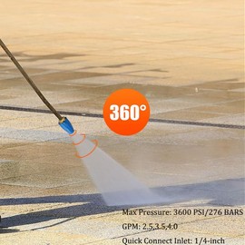 Buse Rotative Haute Pression, 4.0GPM Turbo Rotary Rotating Nozzle Fr Pressure Washer 1/4 inch Fast Connect 3600PSI