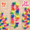 24 Collares Hawaianos Multicolor de Tela para Fiesta y Eventos