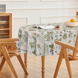 Horaldaily Spring Tablecloth 60×84 Inch Oval, Watercolor Wildflowers Floral Herbs Washable Seasonal Table Cover for Party Picnic Dinner Decor