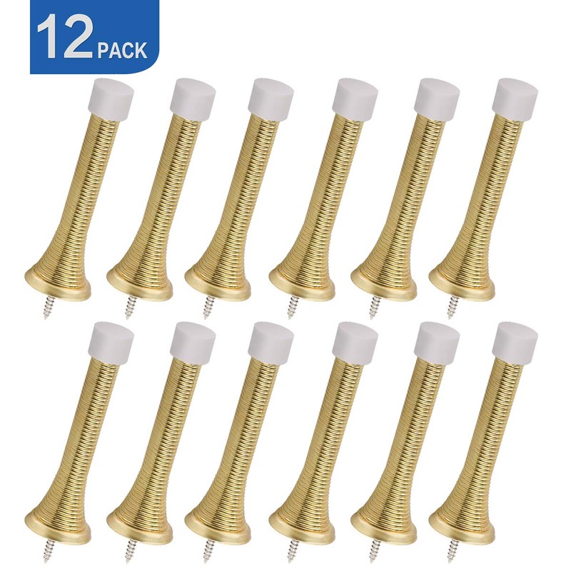 HOMOTEK 12 Pack Spring Door Stopper with Rubber Bumper 3-1/8"