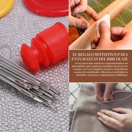 Kit de agujas de coser a mano con ojo grande, 36 piezas y estuche