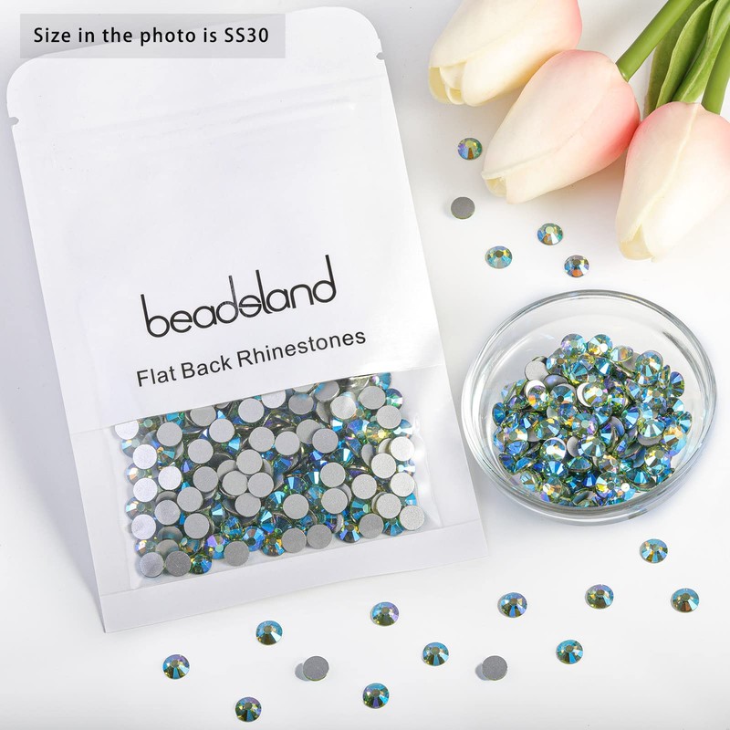 Beadsland 576pcs Flat Back Crystal Rhinestones Round Gems for Nail