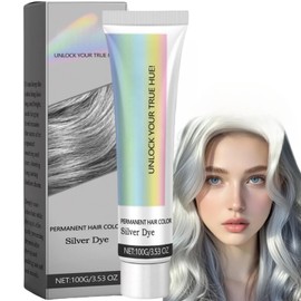 2 In 1 Natural Essence Extract Silver Hair Dye,Metallic Silver Gray Hair Dye,Silv/er Gray Natural Ha/ir Dye Cream,Perment Hair Color Silv/er Dye,Grey Semi-Permanent Hair Colour,Sil/ver Grey Colour