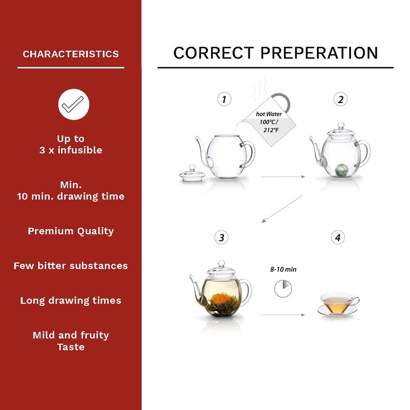 Creano Blooming Tea Gift Set in Heart Shaped Wooden Box