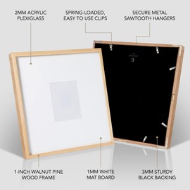 artisane home goods - Gallery Frame 1.0, Picture Frame, 18x18 White Oak, Gallery Wall Frame Set, Large Picture Frame, Oversized Mat (4x4, 4x6, and 5x7)