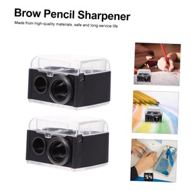 Ipetboom 4pcs Dual-Hole Brow Pencil Sharpener for Makeup for Cosmetic Pencils Safe and Durable Design with Practical Shavings Collector Black Random Lid Color